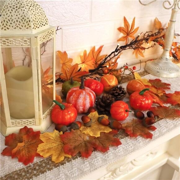 winemana 50pcs Fall Decorations for Home- Mini‎ Pumpkins, Autumn Leaves & Acorns - Picture 5 of 7